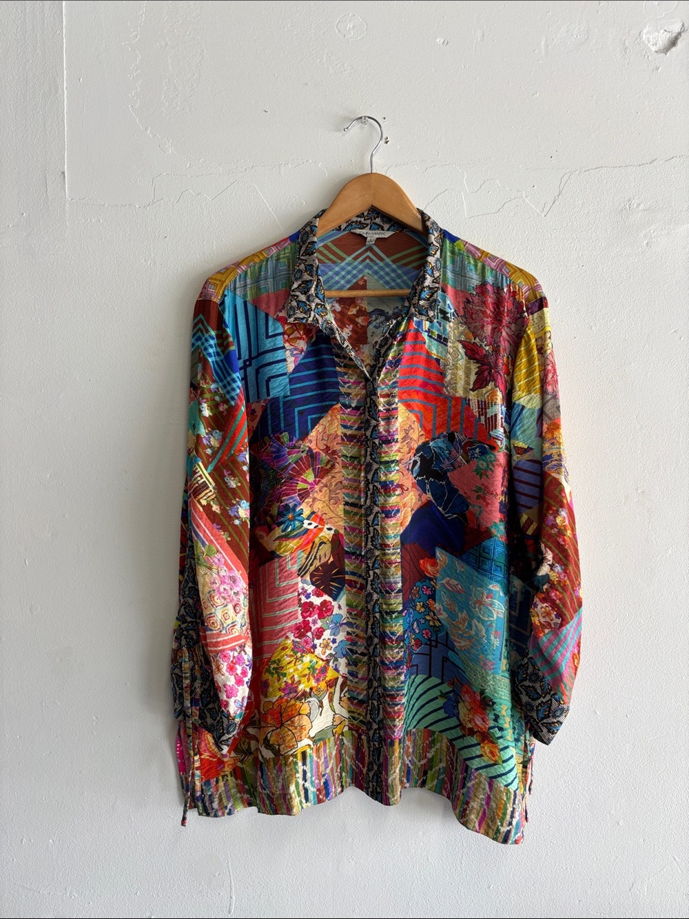 John Mark Multicolor Patchwork Print Button-Down Shirt